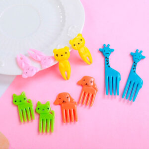 Mini tenedores animalitos jirafa y gatito
