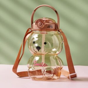 Botella forma oso cafe con correa 1000 CC